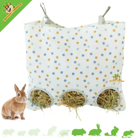 Zolux Bolsa para heno Zolux multicolor 26 x 24 cm – Bolsa grande para heno con 3 aberturas