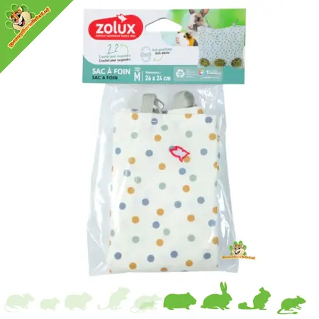 Zolux Bolsa para heno Zolux multicolor 26 x 24 cm – Bolsa grande para heno con 3 aberturas
