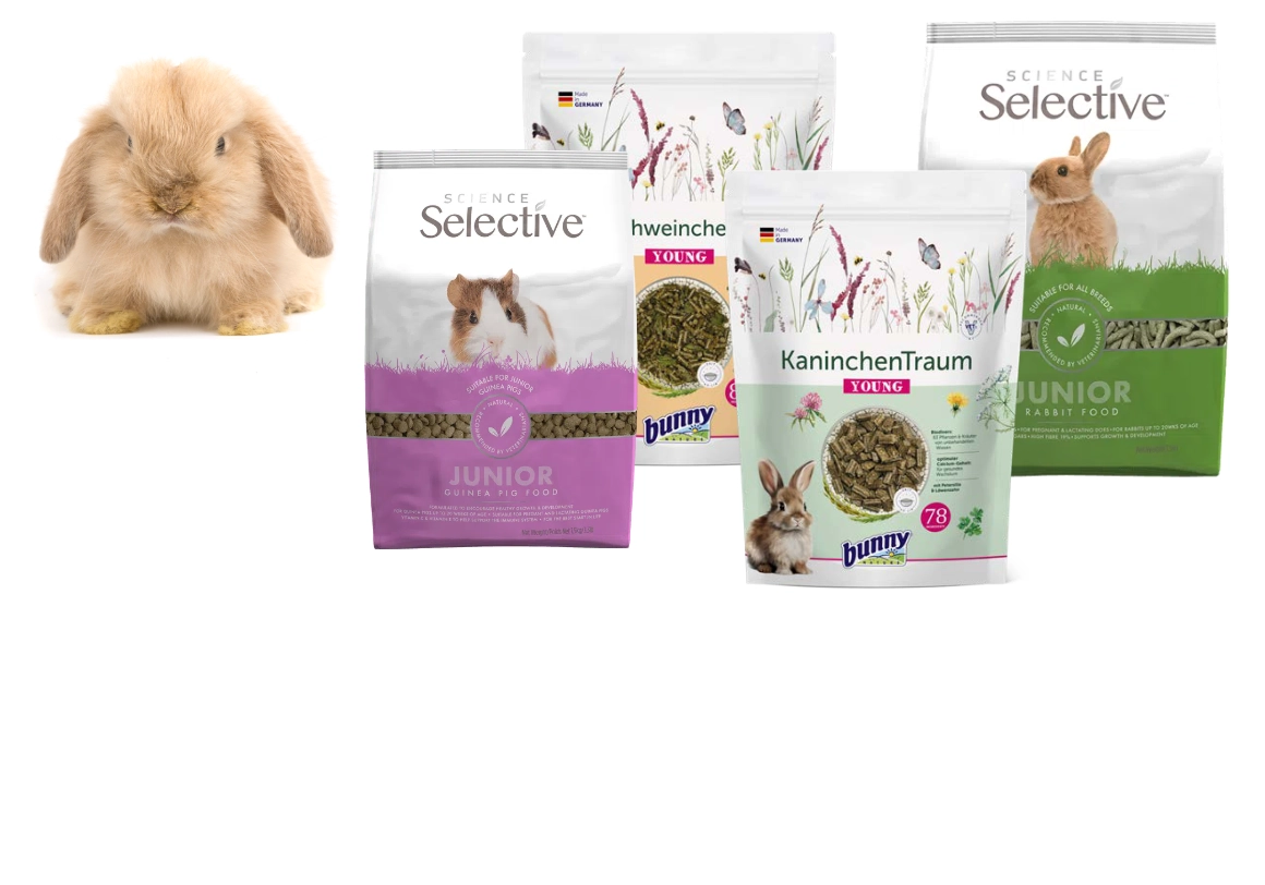 Junior knaagdiervoer voor jonge konijnen en cavia’s - voeding afgestemd op groei