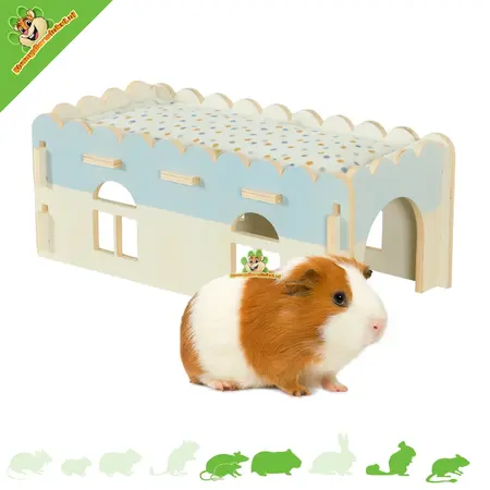 Zolux Cosy Wooden Guinea Pig House Blue 40 x 21 x 16 cm