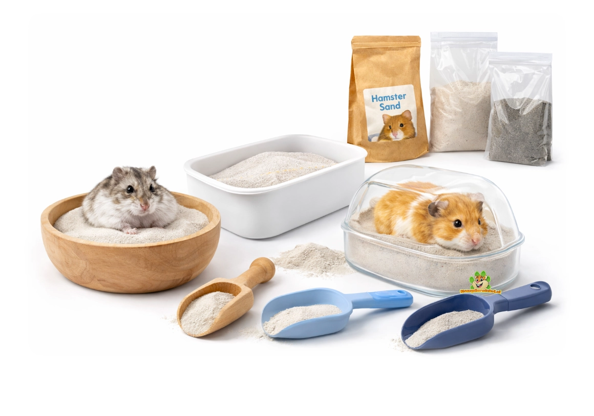 Hamster zandbad keuzehulp – zand, zandbak en routine (dwerg & goud)