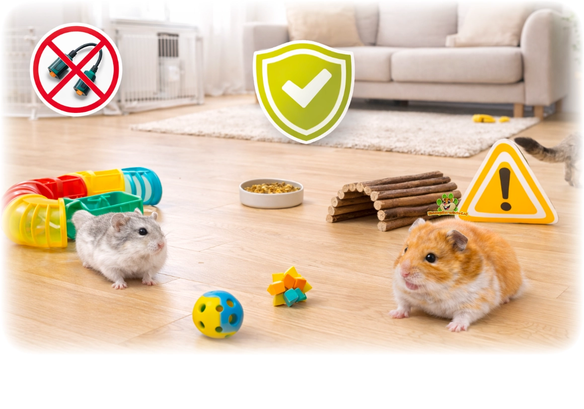 Hamster run: safe enrichment with tunnels and play