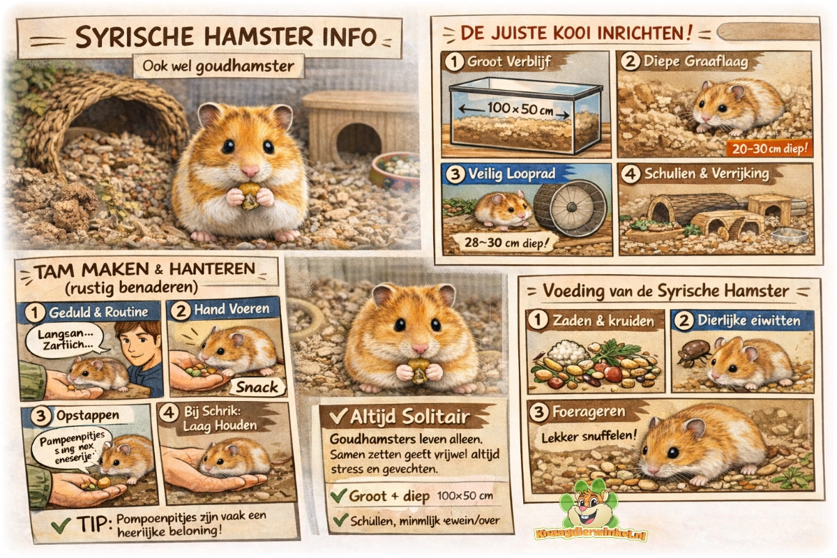 Representación gráfica de la ficha informativa del hámster dorado y del hámster sirio