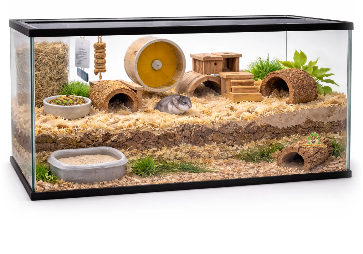 Hamster inrichting met schuilroutes