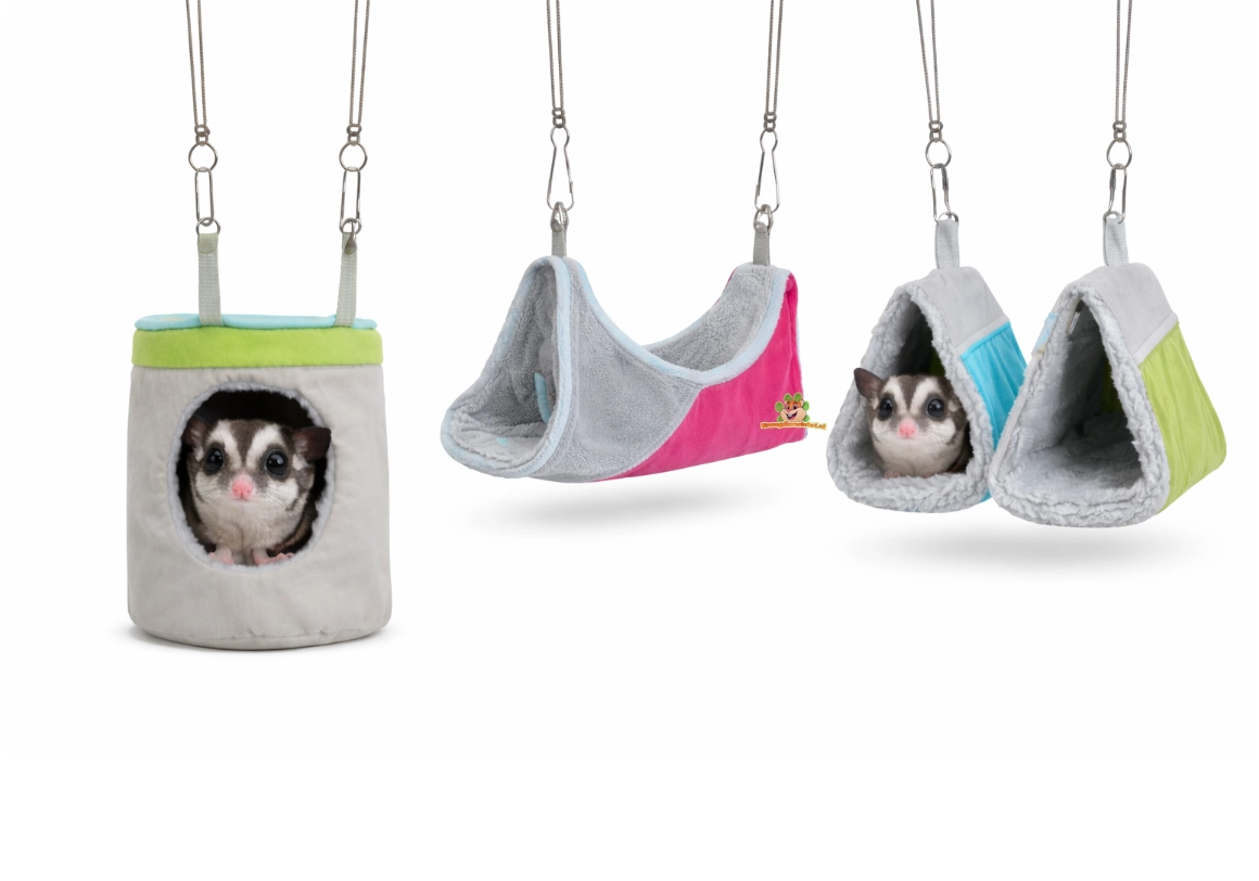Sugar Glider rustplek – hangmat en slaapzakje