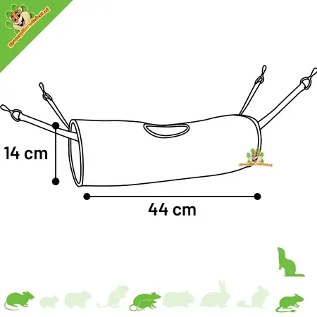Hangmat Tunnel Fizi 44 cm voor Muizen, Ratten & Fretten