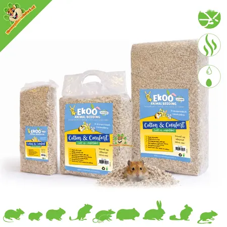 Ekoo Animal Bedding Litière Cotton & Comfort – douce, sans poussière et adaptée aux hamsters