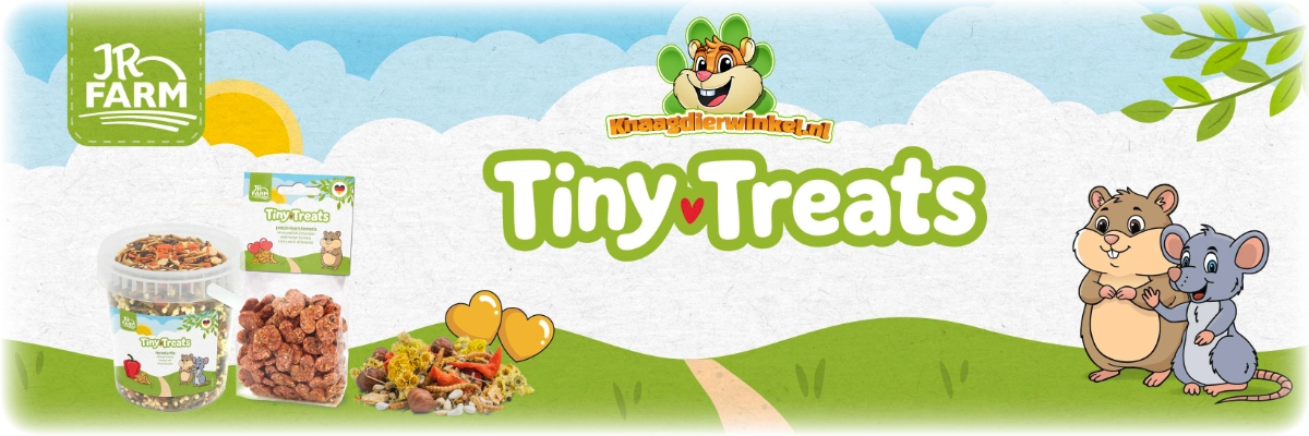 Mezcla de golosinas JR Farm Tiny Treats para saltamontes, ideal para pequeños roedores.