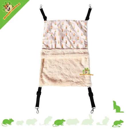 Plush Hanging Bag Beige Grey for Mice, Rats and Ferrets