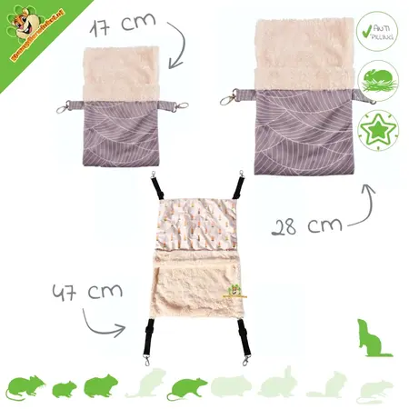 ¡Bolsa colgante de peluche beige grisáceo para ratones, ratas y hurones!