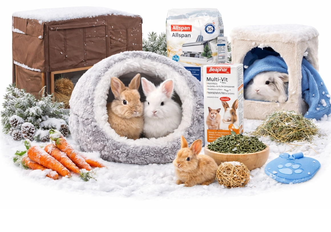 Konijnen winterproducten kiezen voor binnen en buiten