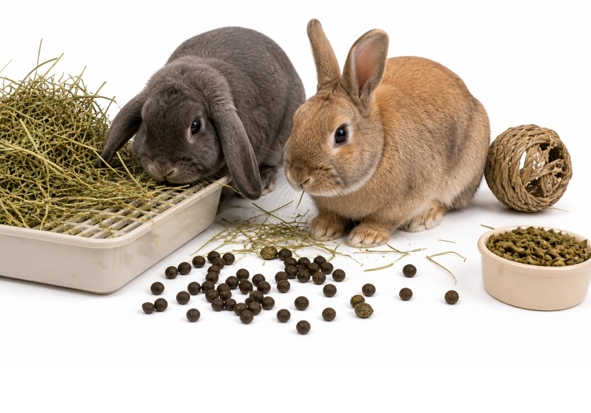 Lapin – vérification quotidienne des excréments, du foin et de la nourriture