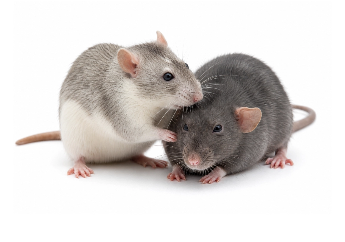 Hausratte mit Erklärung der Gesundheitszeichen und des Atmungssystems