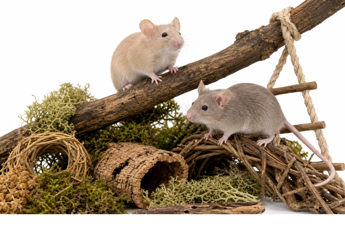 Kleurmuizen benodigdheden: kooi, bodembedekking, nestmateriaal, voer en inrichting