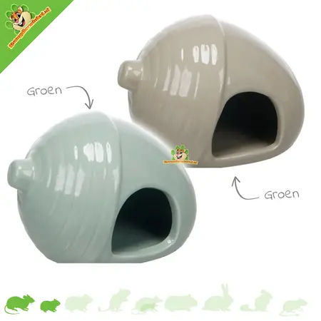Ceramic Hamster House Acorn Green/Brown