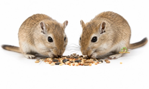 gerbils lekker aan het eten van zaden