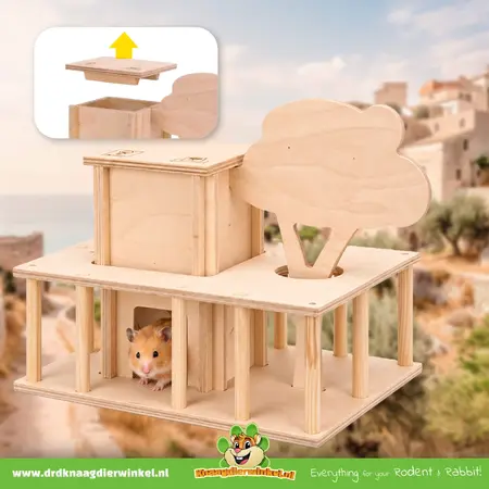 Arcade Villa 30 cm – Wooden Rodent House with Two Levels