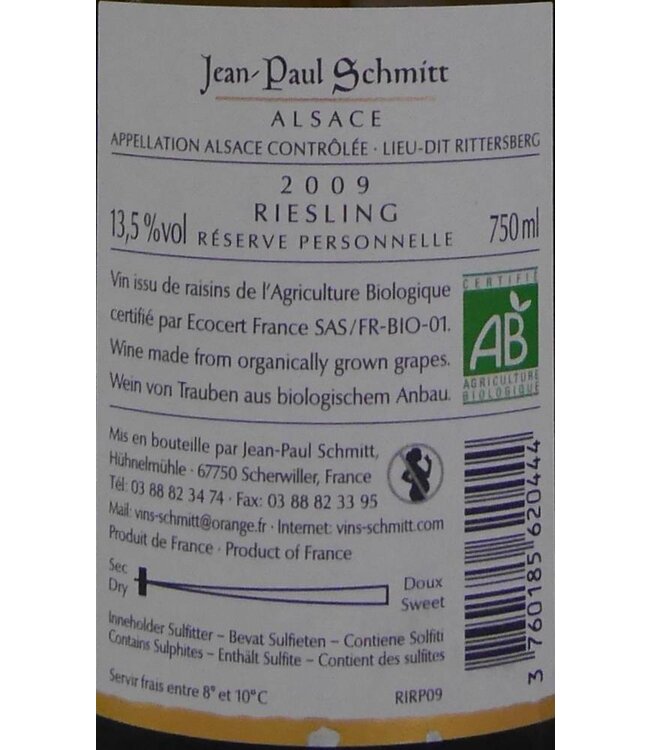 Domaine Jean-Paul Schmitt - Riesling Rittersberg Réserve Personnelle