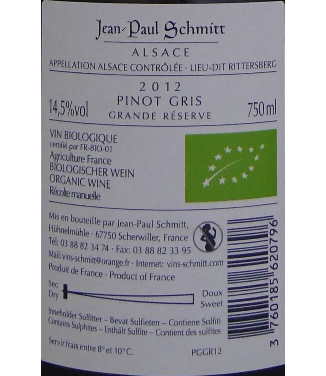 Domaine Jean-Paul Schmitt - Pinot Gris Rittersberg Grande Réserve