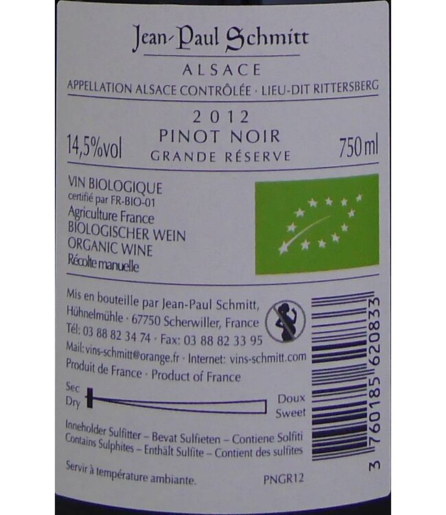 Domaine Jean-Paul Schmitt - Pinot Noir Rittersberg Grande Réserve