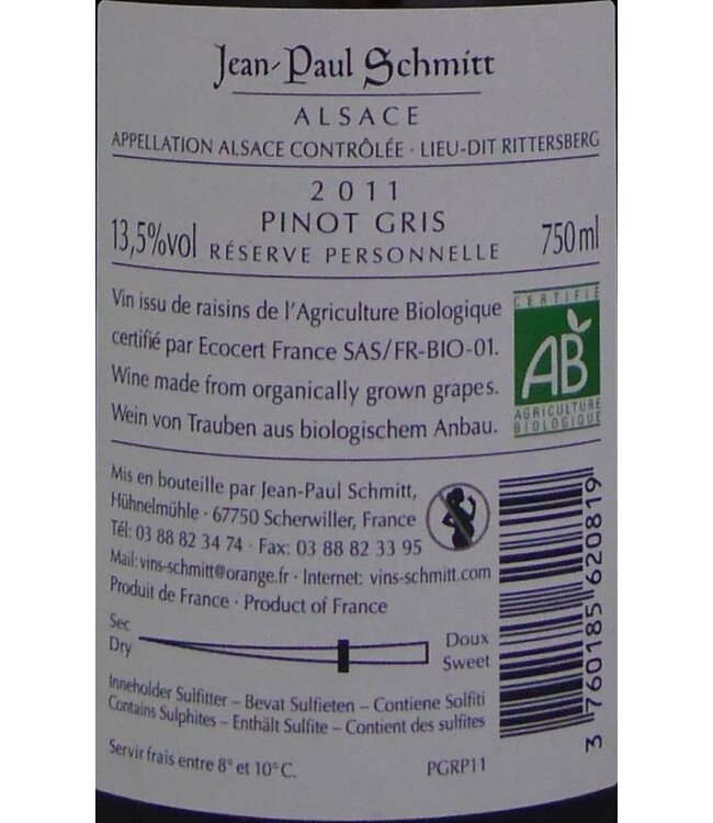 Domaine Jean-Paul Schmitt - Pinot Gris Rittersberg Réserve Personnelle