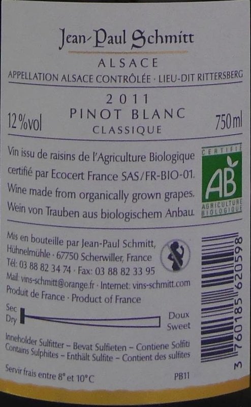 Domaine Jean-Paul Schmitt - Pinot Blanc Rittersberg Classique