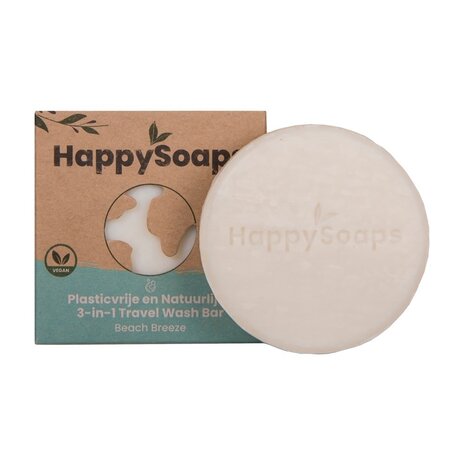 HappySoaps 3-in-1 Travel Wash Bar - Beach Breeze - 40g