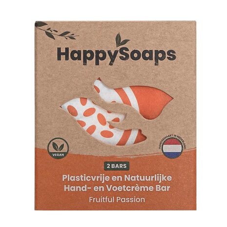 HappySoaps Fruitful Passion Hand- en Voetcrème Bar - 40gr