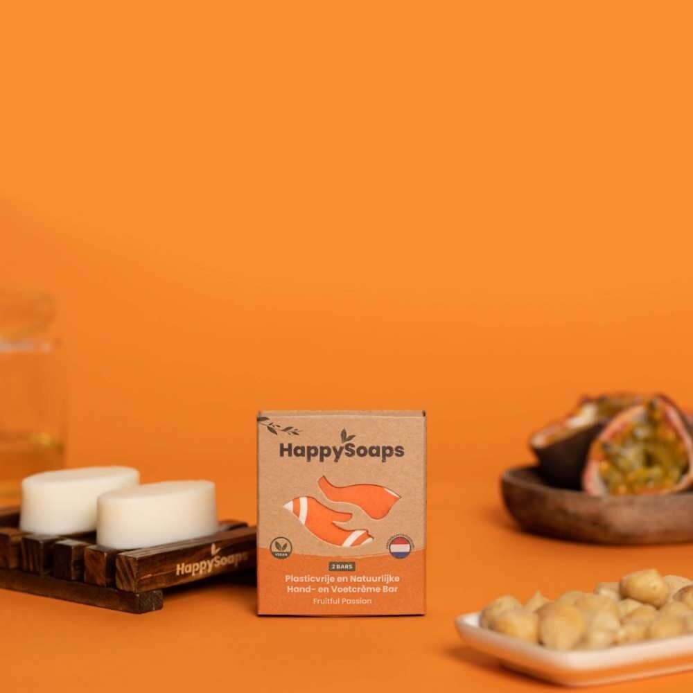 HappySoaps Fruitful Passion Hand- en Voetcrème Bar - 40gr