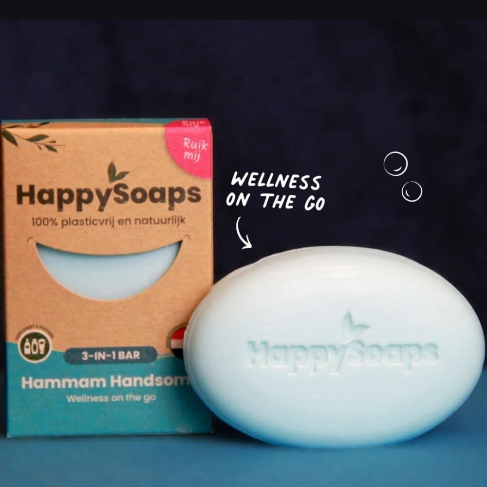 HappySoaps 3-in-1 Hair, Body & Face Bar - Hammam Handsome - 70gr
