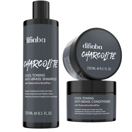 Difiaba Charcolite Cool Toning Anti-Brass Duo Set - 2x250ml