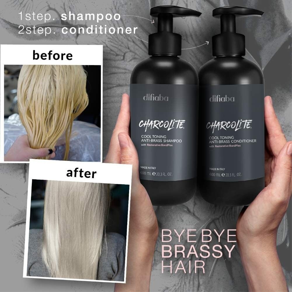 Difiaba Charcolite Cool Toning Anti-Brass Duo Set - 2x250ml