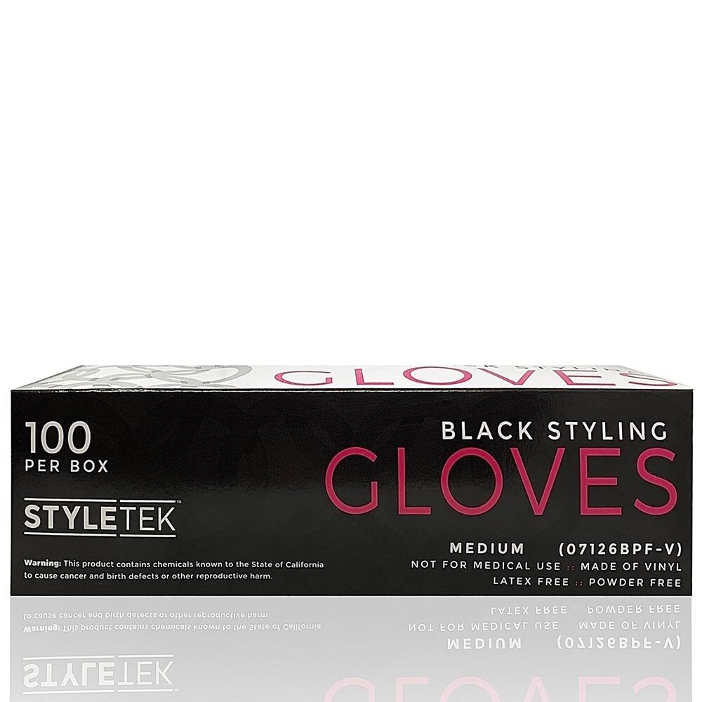 Styletek Vinyl Zwarte Handschoenen Poeder- & Latexvrij - 100st Styletek Vinyl Zwarte Handschoenen Poeder- & Latexvrij - 100st