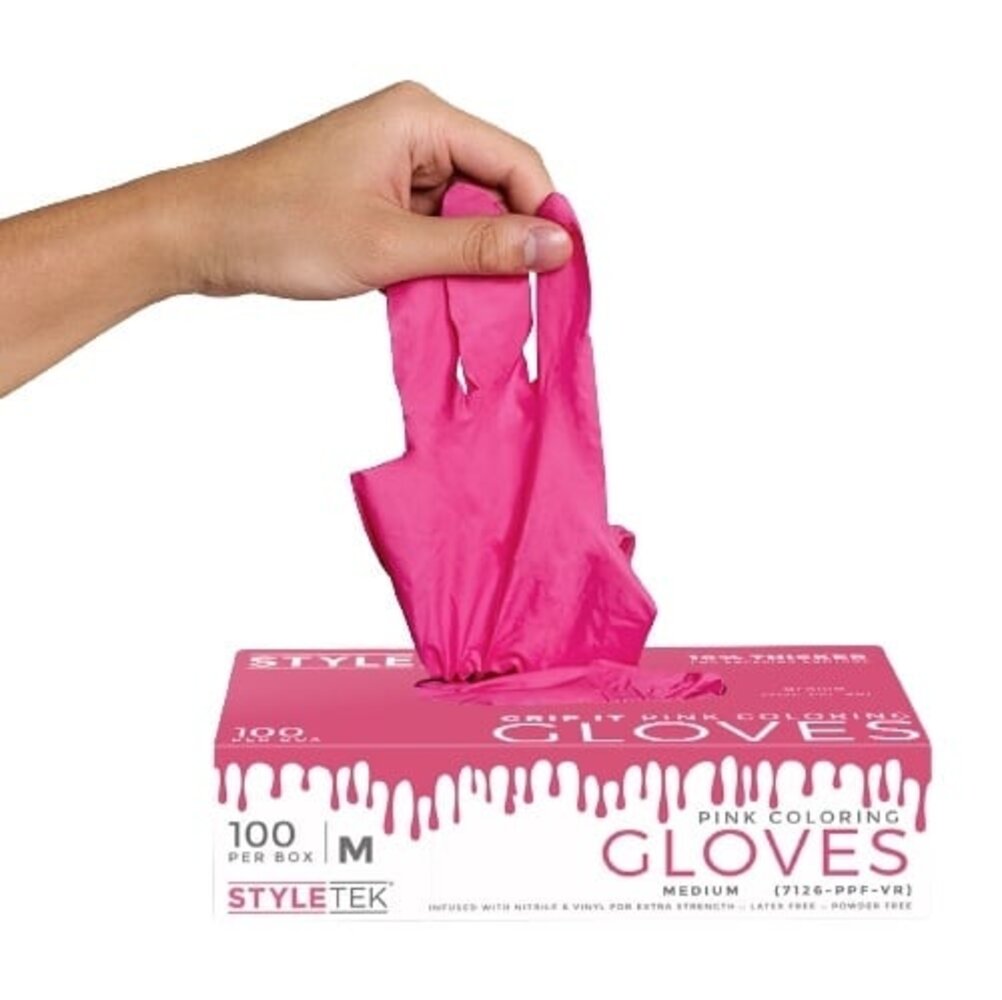 Styletek Vinyl Roze Handschoenen Poeder- & Latexvrij - 100st Styletek Vinyl Roze Handschoenen Poeder- & Latexvrij - 100st