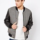 Bomber jacket with leather sleeves