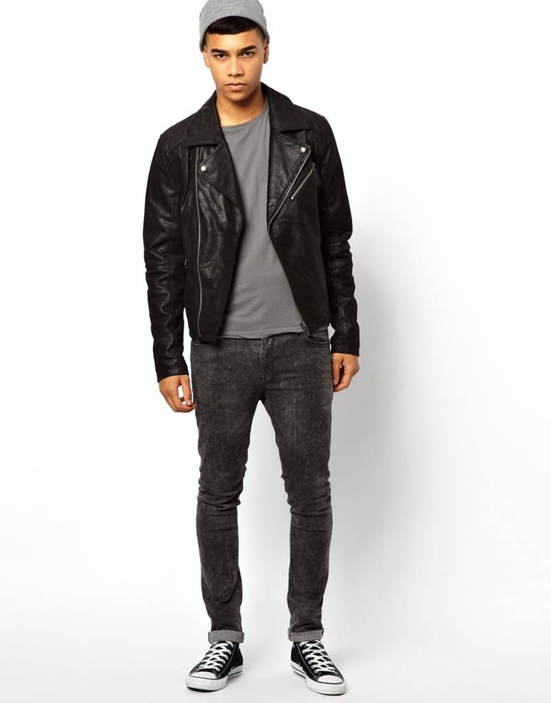 Leather biker jacket