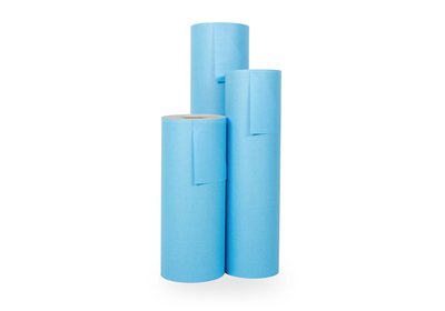Kadopapier Wit gestreept  125 meter uni Blauw