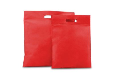 Non Woven Tassen met handgreep Rood vanaf € 0,41 per stuk verpakt á 400 stuks