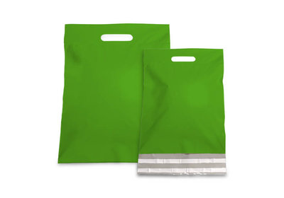 Plastic verzendtassen Groen verpakt á 250 stuks + retourstrip