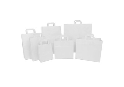 Budget papieren lus draagtas gerecyled wit Kraft