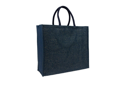 Jute Eco Draagtassen Blauw met Glitters! € 3,28 per stuk verpakt á 50 stuks