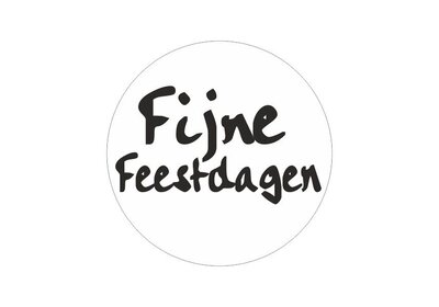 Etiketten rond 39mm á 1.000 stuks Fijne Feestdagen wit