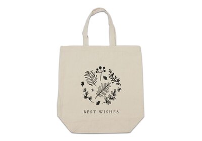 Canvas Eco draagtas Best Wishes Wit