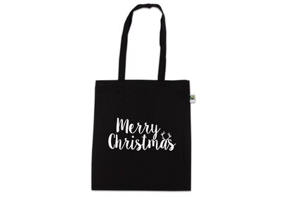 Katoenen Zwart Fairtrade !! Draagtassen Merry Christmas