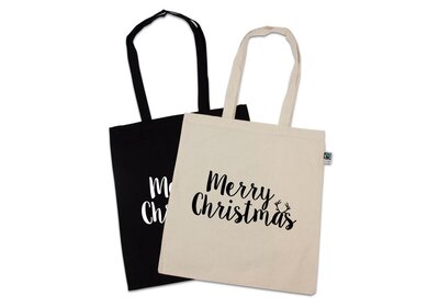 Katoenen Wit Fairtrade !! Draagtassen Merry Christmas