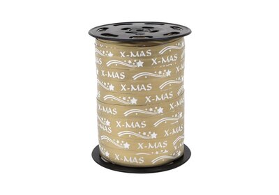 Krullint X-Mas kerstlint Goud  verpakt á 3 rol € 8,38 per stuk