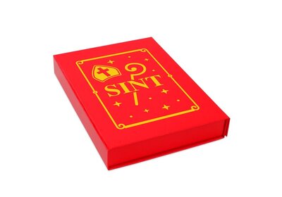 Luxe magneet doos Rood + Glans laminaat  Boek van Sint