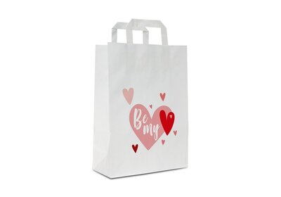 Papieren lus draagtas wit Kraft - Be My Valentine