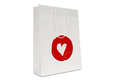 Papieren koorddraagtas Wit Kraft - Heart