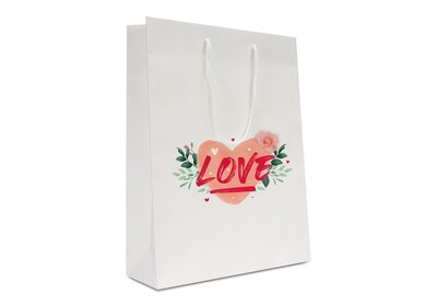 Papieren koorddraagtas Wit Kraft -Love